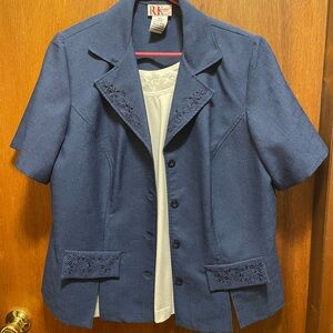 Women's Blue Short Sleeve Jacket